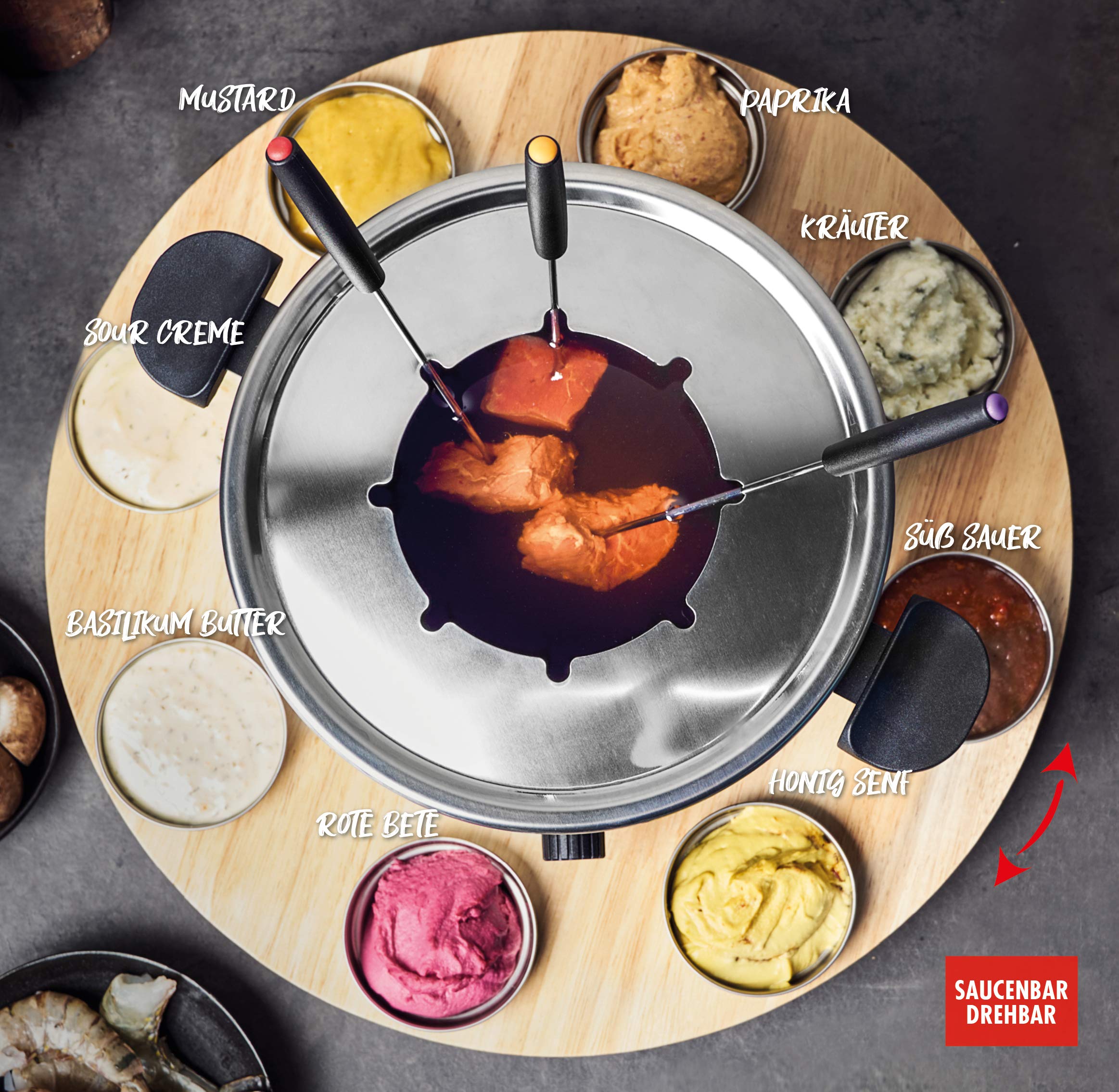 gastroback-42566-fondue-set-mit-drehteller-1-8-l-1000-watt-schwarz-silber image 3