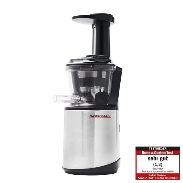 gastroback-slow-juicer-advanced-vital-entsafter-150-watt-schwarz-silber image 1