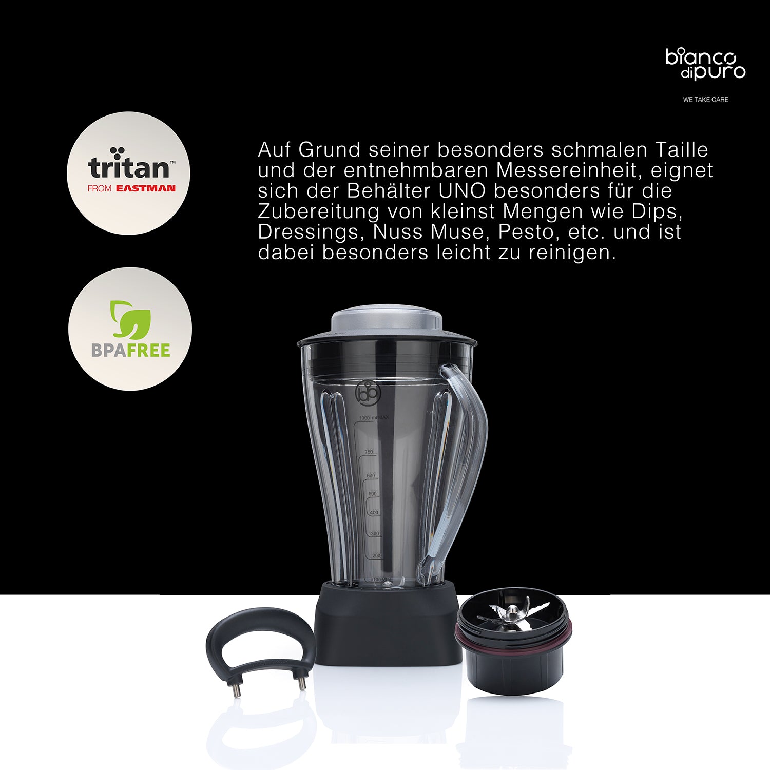 bianco-di-puro-primo-u-standmixer-hochleistungsmixer-mit-1-liter-uno-beh-lter-we image 4